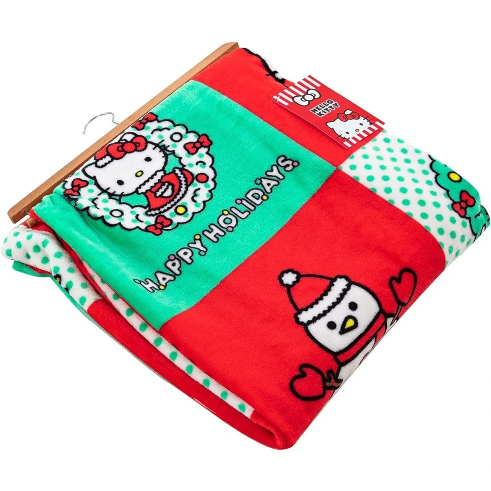 Hello Kitty Sanrio Christmas Holiday Hugs Silk Touch Throw Blanket 50”x70”